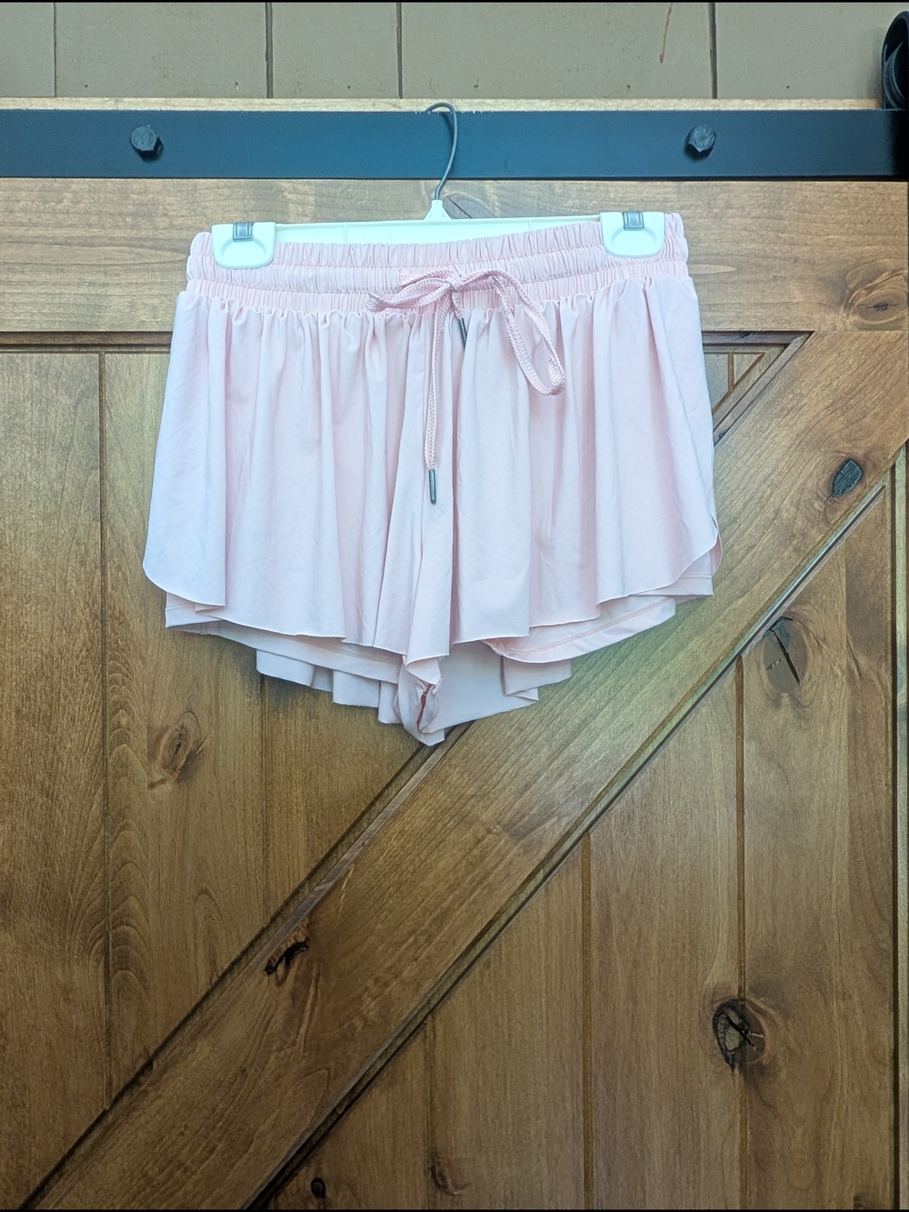 Light Pink Layered Ruffle Drawstring Shorts